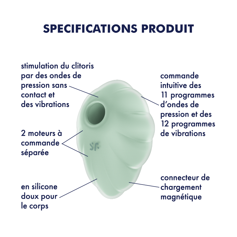 SATISFYER - VIBRATEUR CLOUD DANCER VERT AIR PULSE