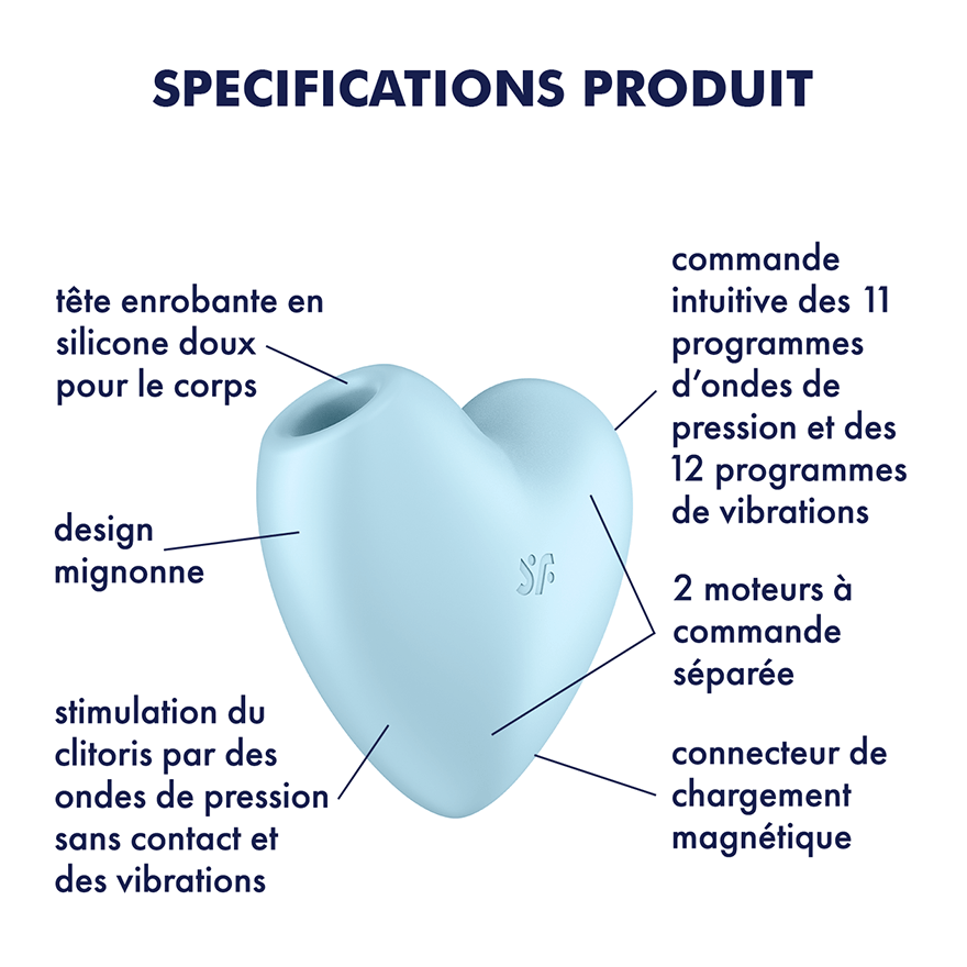 SATISFYER - CUTIE HEART ESTIMULADOR Y VIBRADOR AZUL