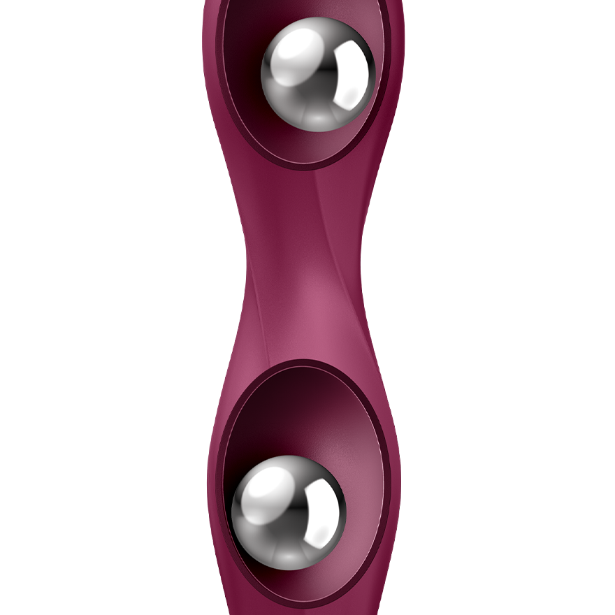 SATISFYER - GODE EN SILICONE DOUBLE BALL-R GRENAT