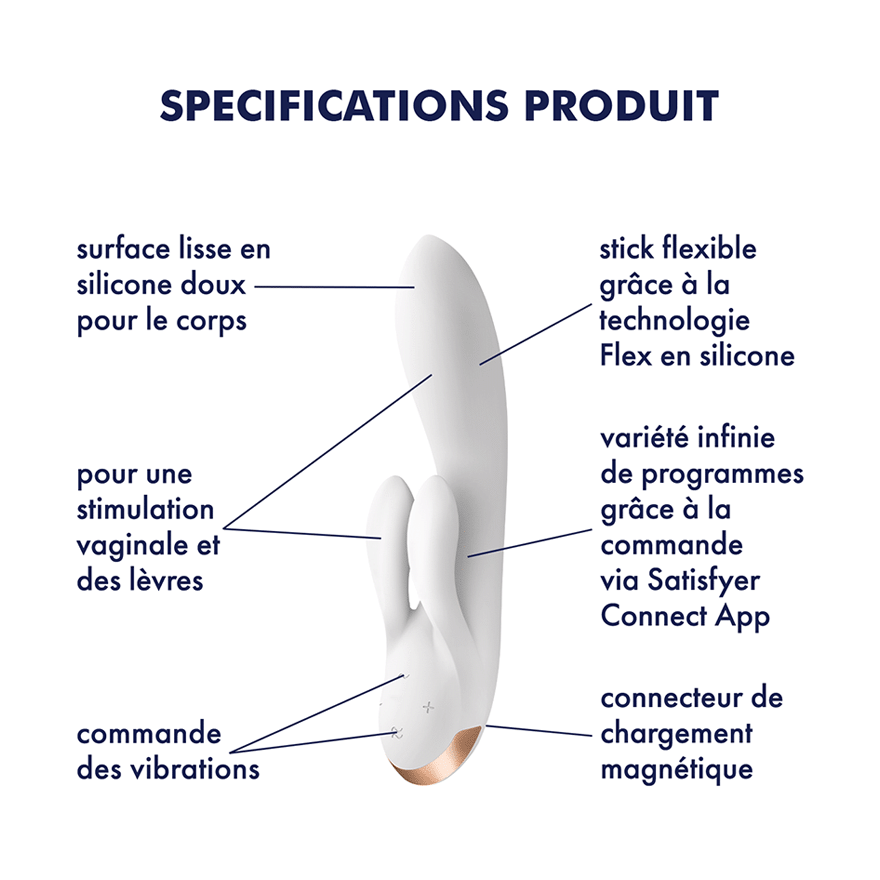 SATISFYER DOUBLE FLEX VIBRADOR APP - BLANCO