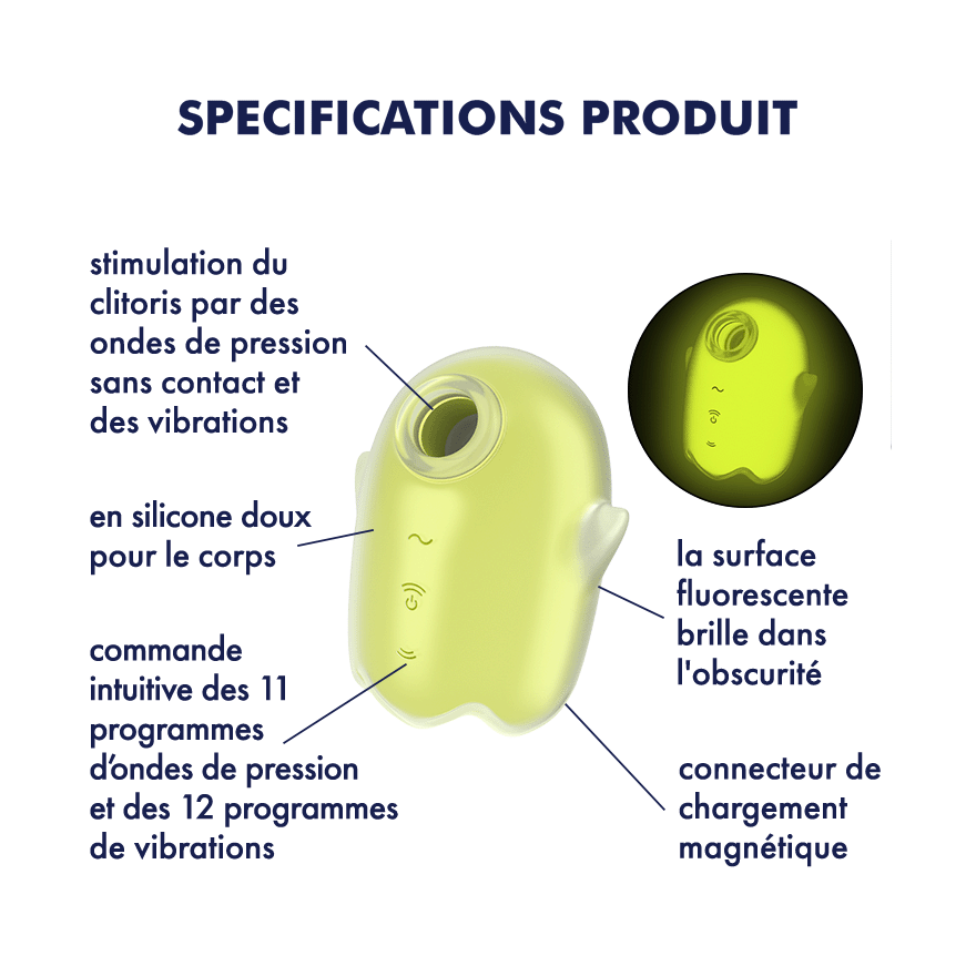 SATISFYER - GLOWING GHOST AIR PULSE & VIBRADOR AMARILLO