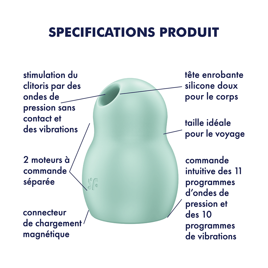 SATISFYER - STIMULATEUR ET VIBRATEUR DOUBLE AIR PULSE PRO TO GO 1 ROUGE