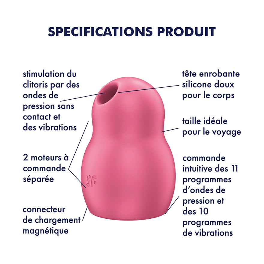 SATISFYER - STIMULATEUR ET VIBRATEUR DOUBLE AIR PULSE PRO TO GO 1 ROUGE
