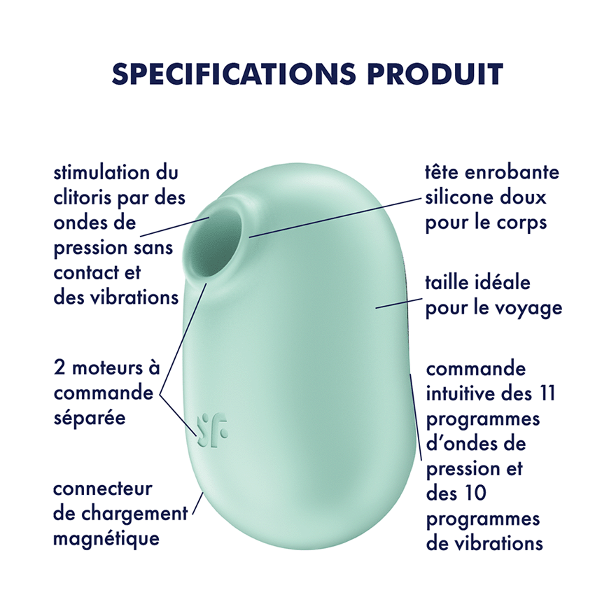 SATISFYER - STIMULATEUR ET VIBRATEUR DOUBLE AIR PULSE PRO TO GO 2 VIOLET