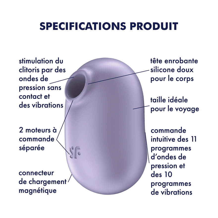 SATISFYER - STIMULATEUR ET VIBRATEUR DOUBLE AIR PULSE PRO TO GO 2 VIOLET