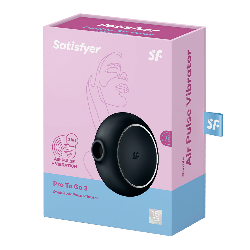 SATISFYER - STIMULATEUR ET VIBRATEUR DOUBLE AIR PULSE PRO TO GO 3 NOIR
