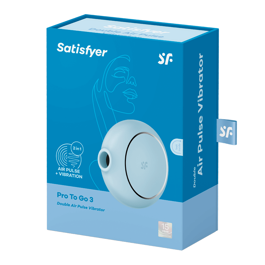 SATISFYER - STIMULATEUR ET VIBRATEUR DOUBLE AIR PULSE PRO TO GO 3 NOIR