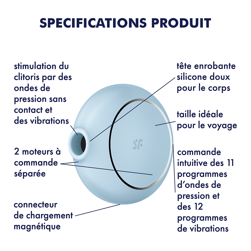 SATISFYER - STIMULATEUR ET VIBRATEUR DOUBLE AIR PULSE PRO TO GO 3 NOIR