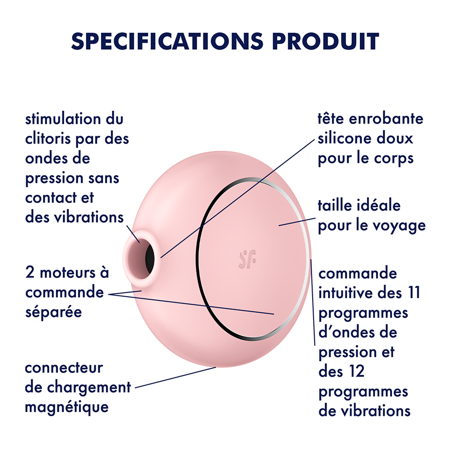 SATISFYER - STIMULATEUR ET VIBRATEUR DOUBLE AIR PULSE PRO TO GO 3 NOIR