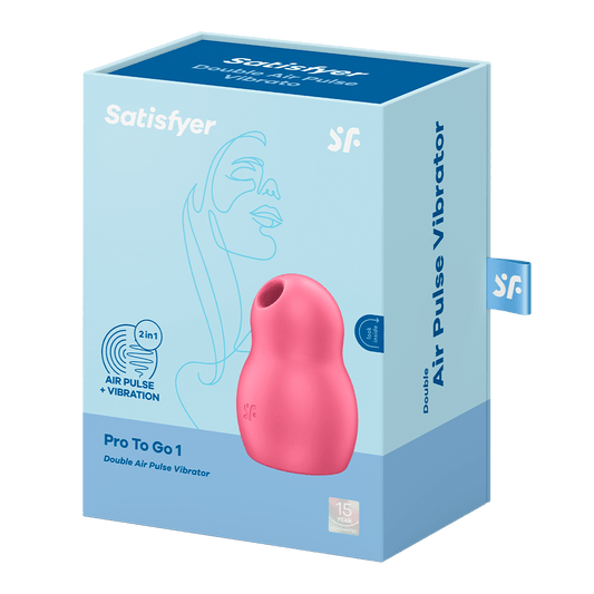 SATISFYER - STIMULATEUR ET VIBRATEUR DOUBLE AIR PULSE PRO TO GO 1 ROUGE