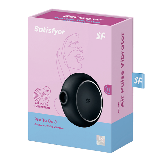 SATISFYER - STIMULATEUR ET VIBRATEUR DOUBLE AIR PULSE PRO TO GO 3 NOIR