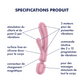 SATISFYER - TRIPLE LOVER MASAJEADOR VIBRADOR RABBIT ROSA